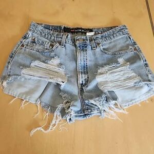 Levi's special reserve custom made unisex distressed denim shorts